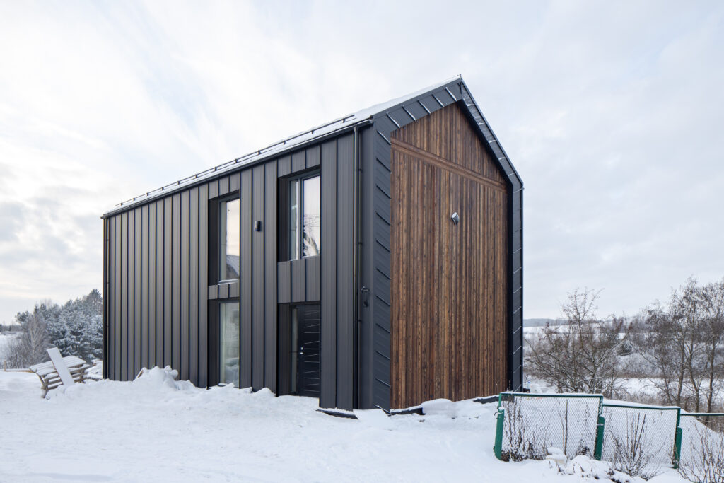 merevaigu tooni põletatud lehisest otsasein